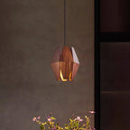 Pendant Lamp Geometric Wood Shade Warm Glow Nordic Minimalist Accent
