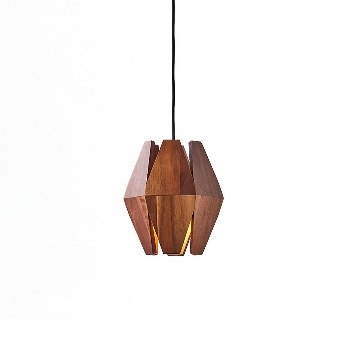 Pendant Lamp Geometric Wood Shade Warm Glow Nordic Minimalist Accent
