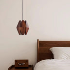 Pendant Lamp Geometric Wood Shade Warm Glow Nordic Minimalist Accent