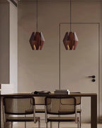 Pendant Lamp Geometric Wood Shade Warm Glow Nordic Minimalist Accent