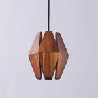 Pendant Lamp Geometric Wood Shade Warm Glow Nordic Minimalist Accent