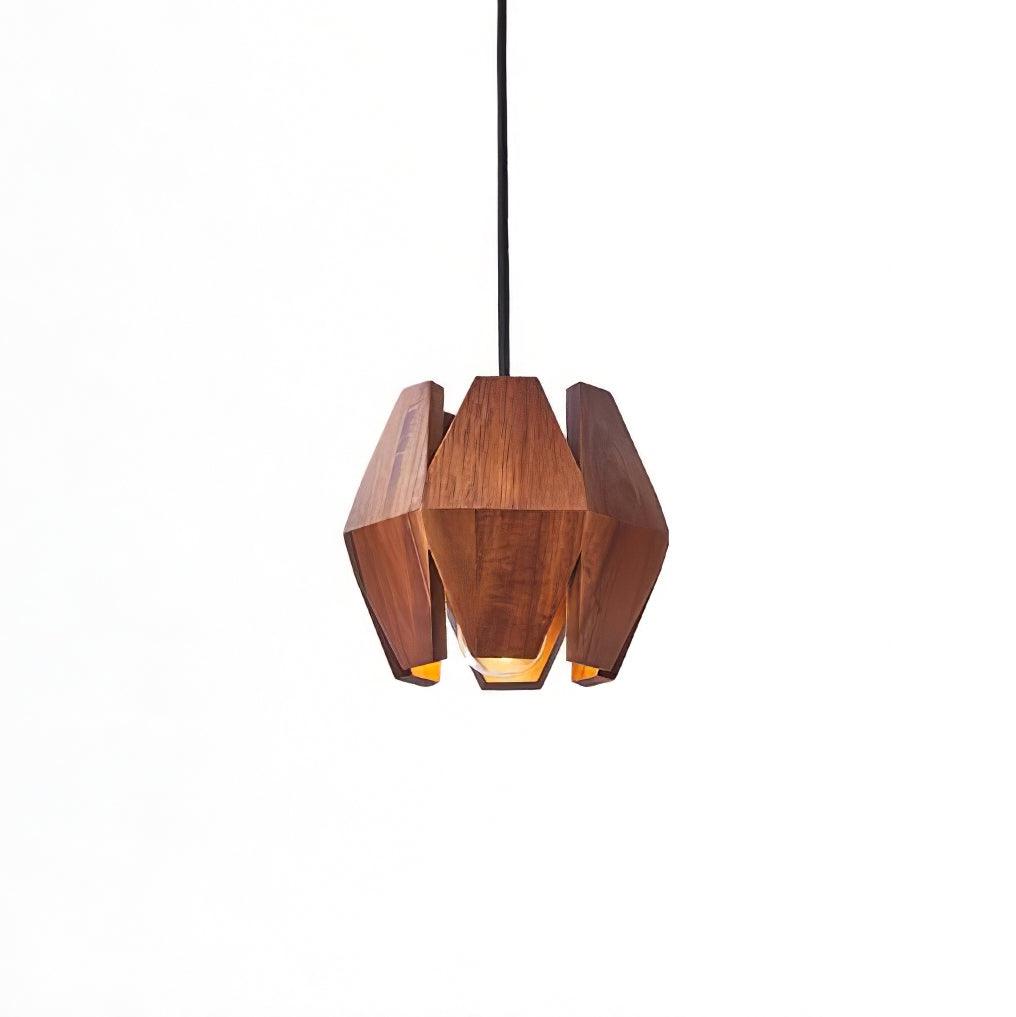Pendant Lamp Geometric Wood Shade Warm Glow Nordic Minimalist Accent