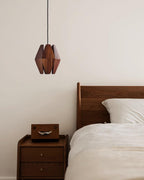 Pendant Lamp Geometric Wood Shade Warm Glow Nordic Minimalist Accent