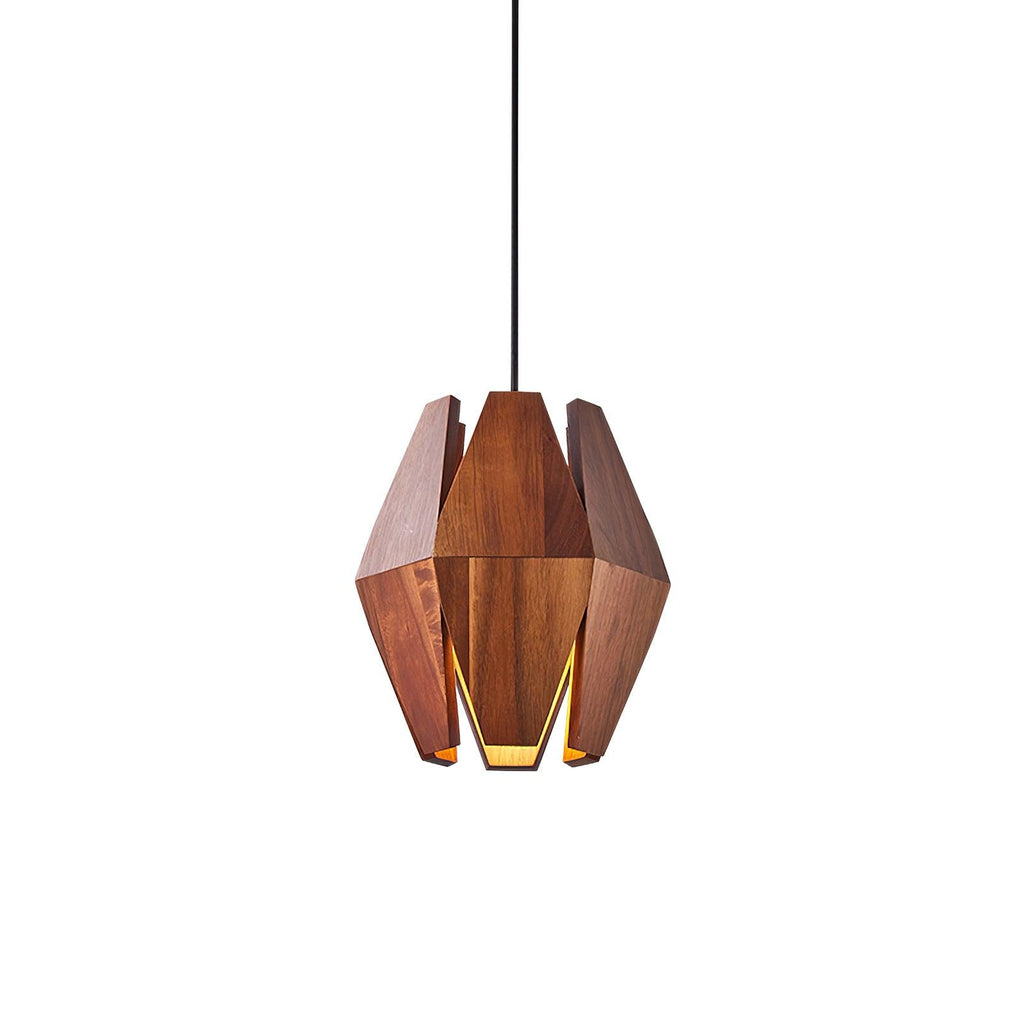 Pendant Lamp Geometric Wood Shade Warm Glow Nordic Minimalist Accent