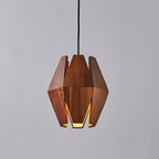Pendant Lamp Geometric Wood Shade Warm Glow Nordic Minimalist Accent