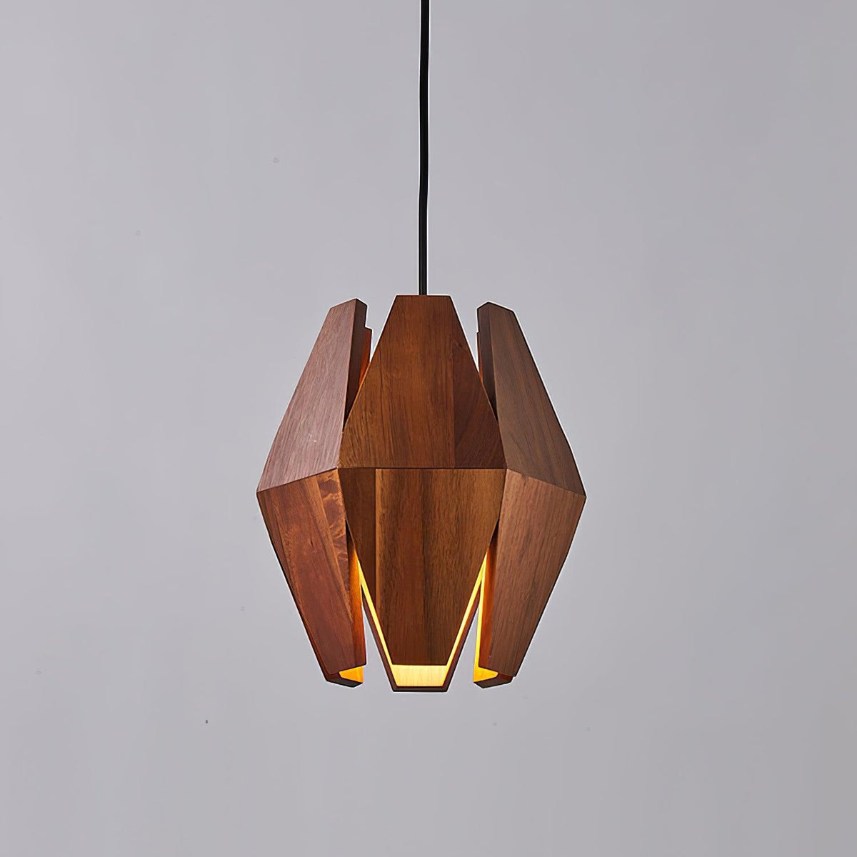 Pendant Lamp Geometric Wood Shade Warm Glow Nordic Minimalist Accent