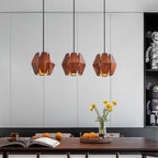 Pendant Lamp Geometric Wood Shade Warm Glow Nordic Minimalist Accent