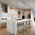 Wood Linear Suspension Chandelier Handcrafted Pine Walnut Dimmable Dining Room Kitchen Island — 31 to 47 Inch