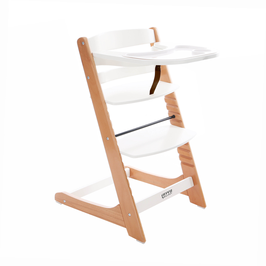 Wooden High Chair For Babies And Toddlers | Includes ( Seat Cushion ,Tray & 5 Point Belt )