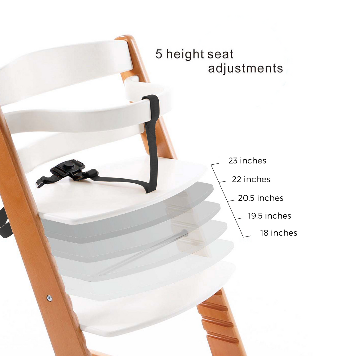 Wooden High Chair For Babies And Toddlers | Includes ( Seat Cushion ,Tray & 5 Point Belt )