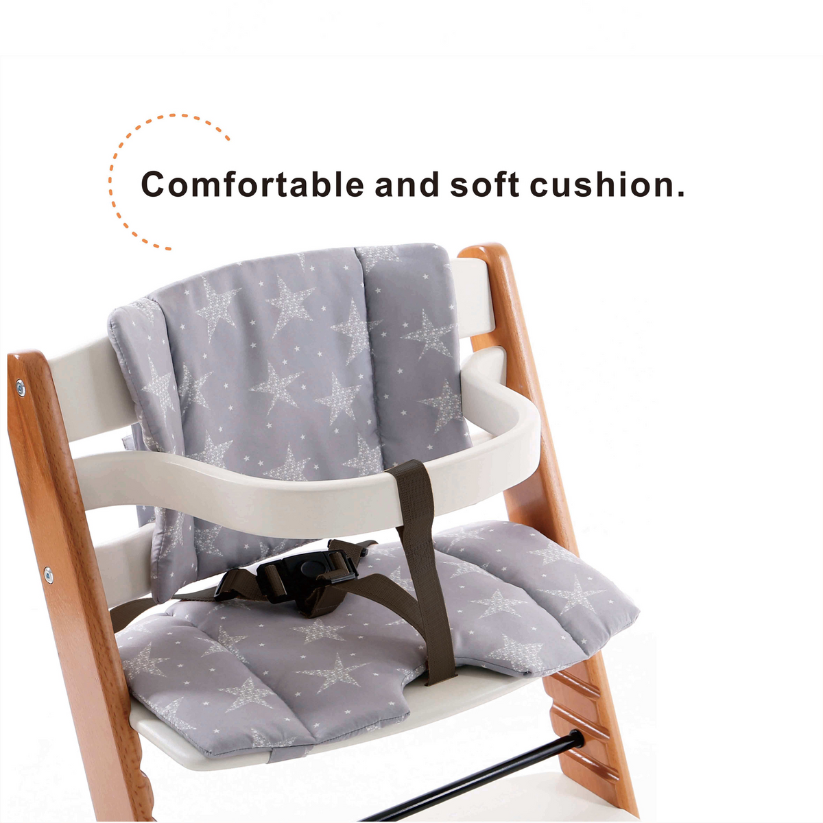 Wooden High Chair For Babies And Toddlers | Includes ( Seat Cushion ,Tray & 5 Point Belt )