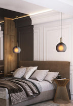 Glass Capsule Sphere Pendant Light Copper E26 Transparent Frosted Bedroom Living Room — 5 Sizes