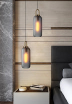 Clear Glass Cylinder Pendant Light Minimalist Hardwired Dining Room Bedroom — 3 Sizes Transparent Frosted