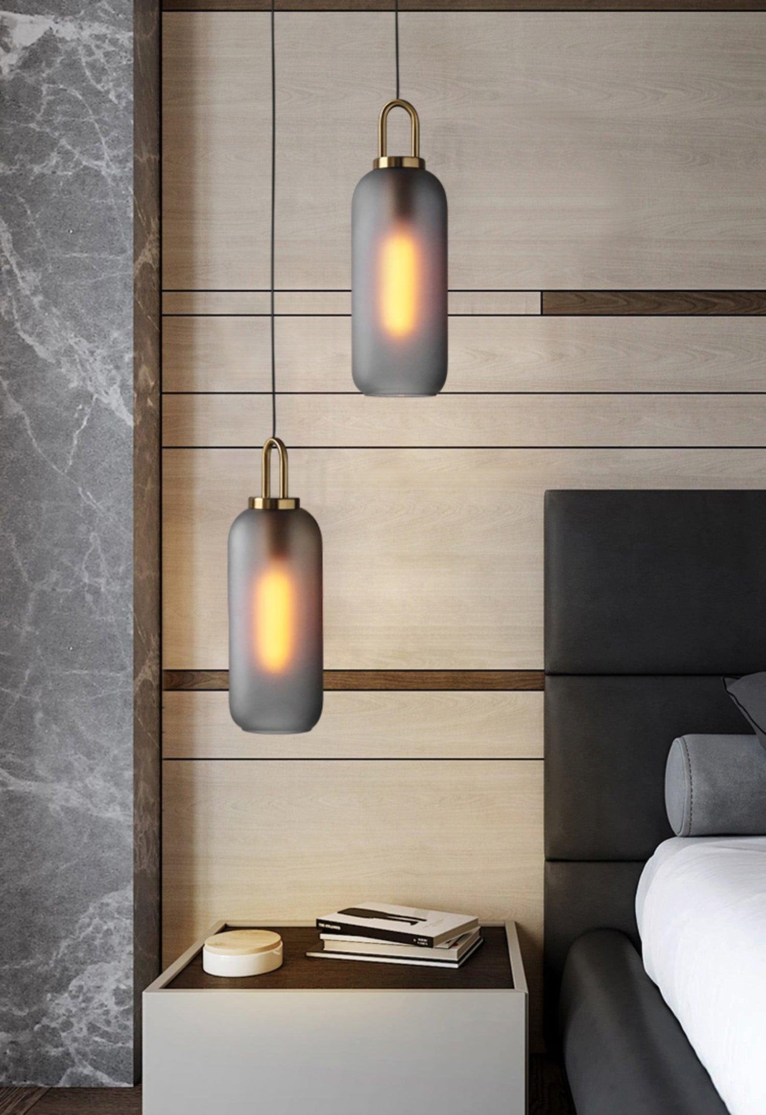 Glass Capsule Sphere Pendant Light Copper E26 Transparent Frosted Bedroom Living Room — 5 Sizes