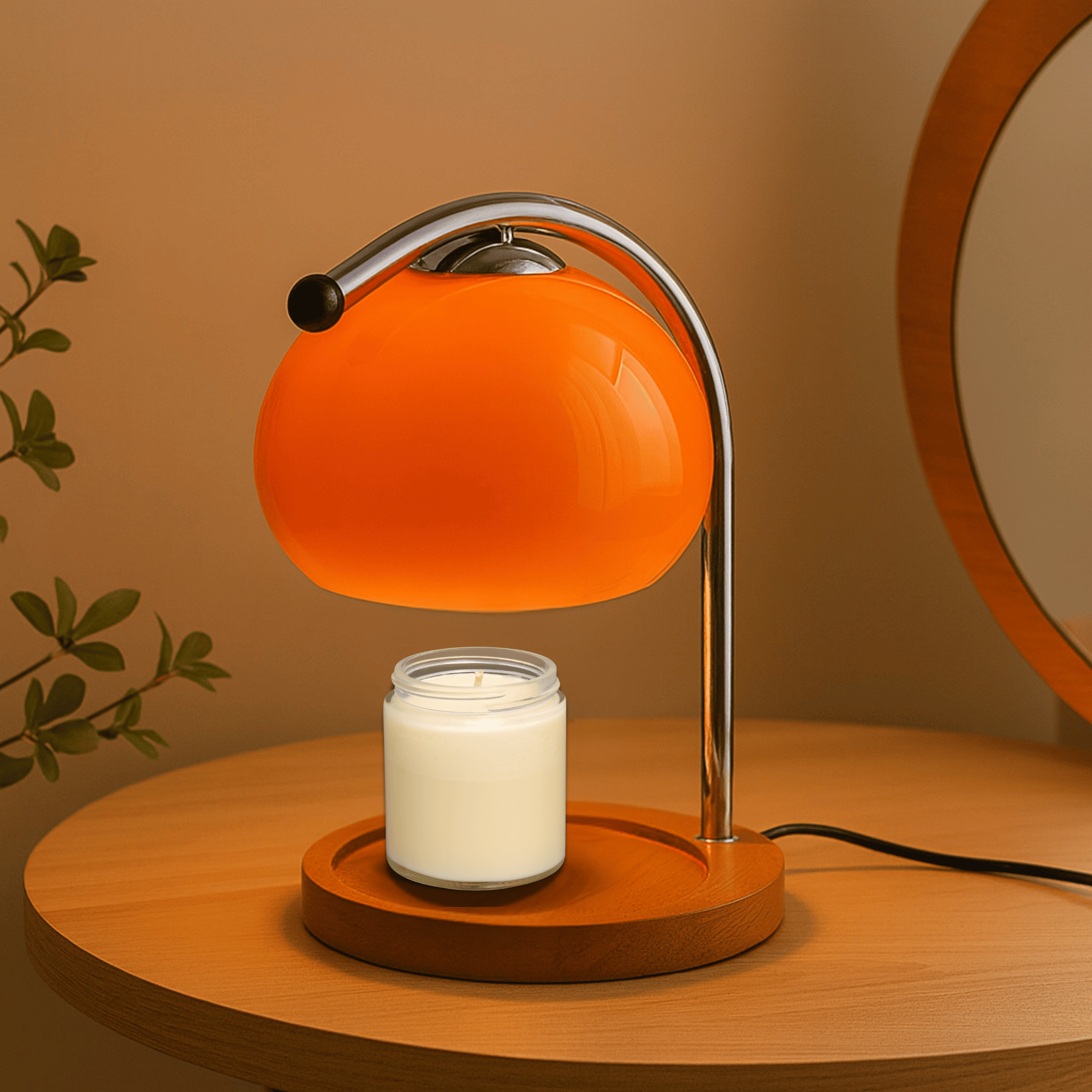 Stained Glass Candle Warmer Lamp Dimmable Aromatherapy LED Table Light Bedside