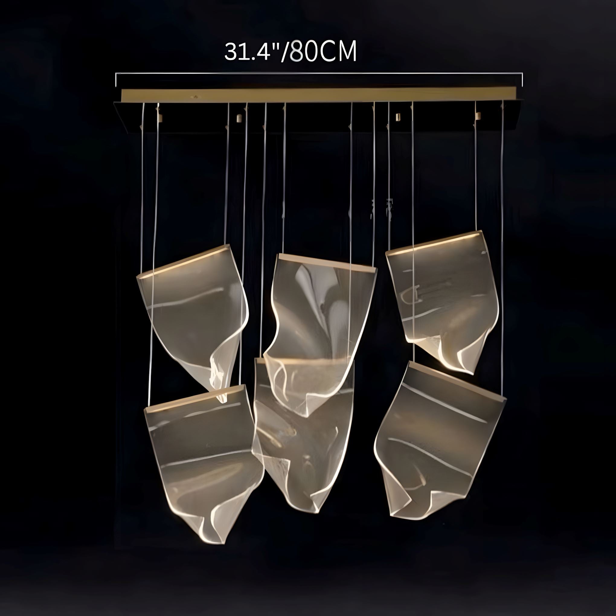ZEPHYR Acrylic Wave Chandelier Remote Dimmable Dining Room Living Room — 6 to 35 Lights