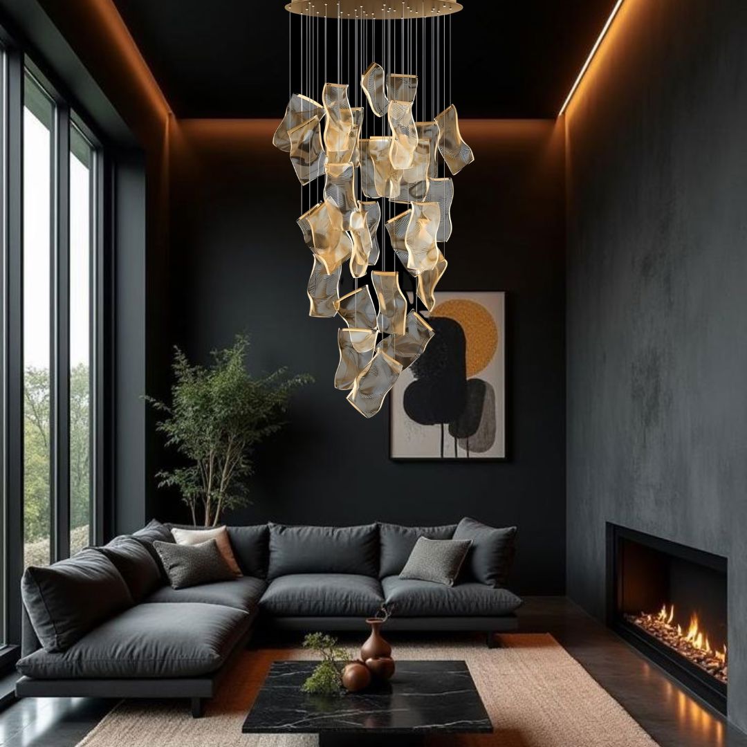 ZEPHYR Acrylic Wave Chandelier Remote Dimmable Dining Room Living Room — 6 to 35 Lights