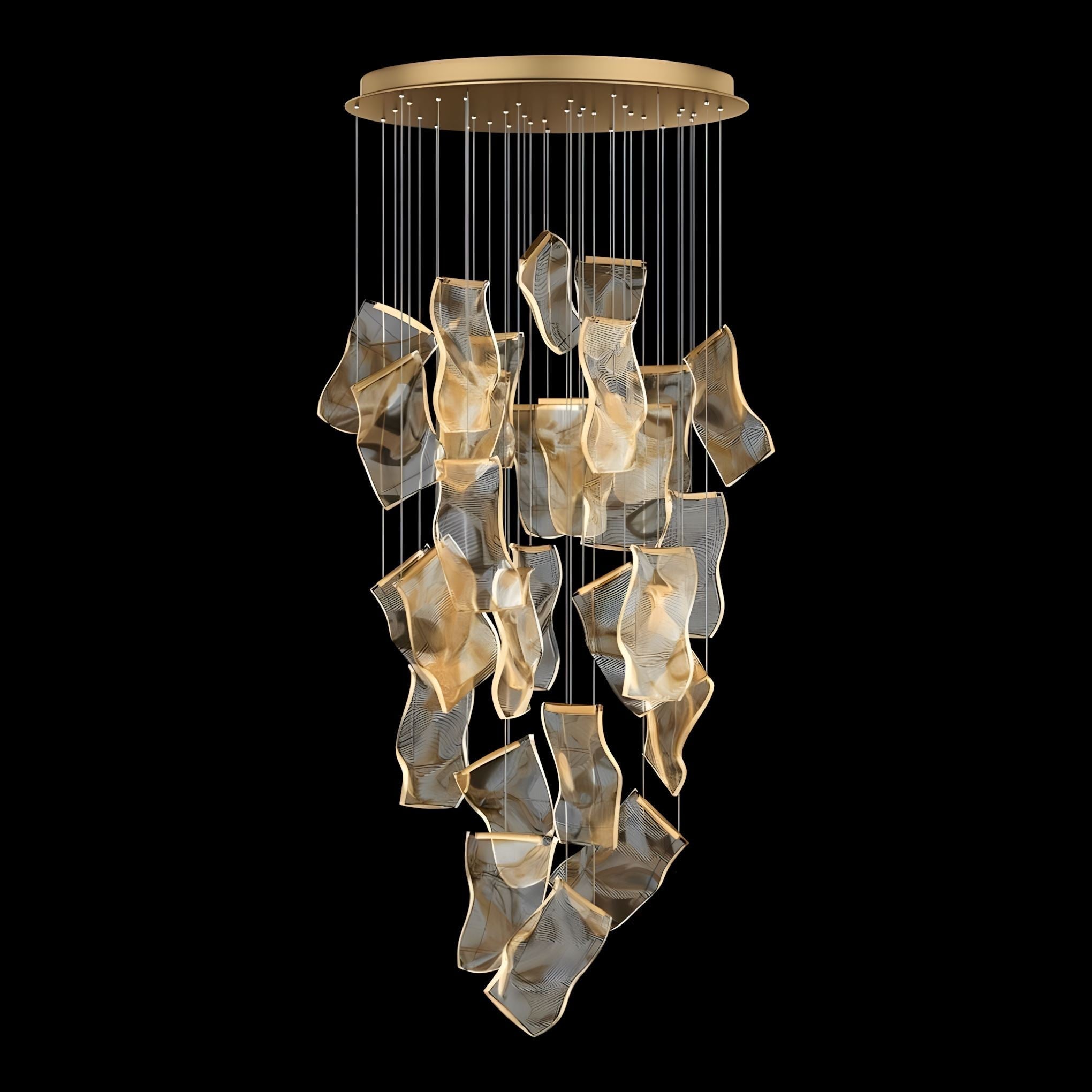ZEPHYR Acrylic Wave Chandelier Remote Dimmable Dining Room Living Room — 6 to 35 Lights