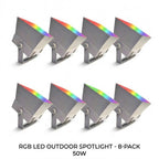 Outdoor RGB LED Spot Light 30W Waterproof Hardwired Landscape Tree Lighting — Singles to 8-Pack