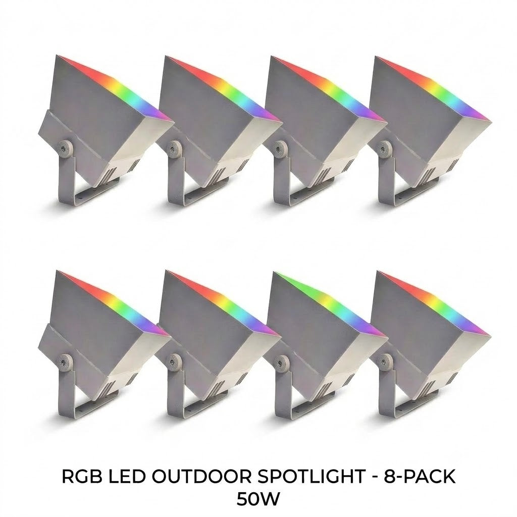 Outdoor RGB LED Spot Light 30W Waterproof Hardwired Landscape Tree Lighting — Singles to 8-Pack