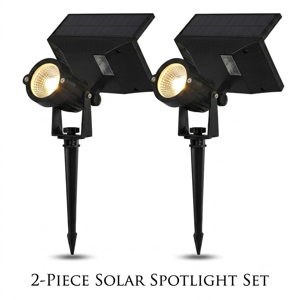 Waterproof RGB Solar Ground Spike Spotlight LED Tree Accent Outdoor — Warm White Singles to 8-Pack