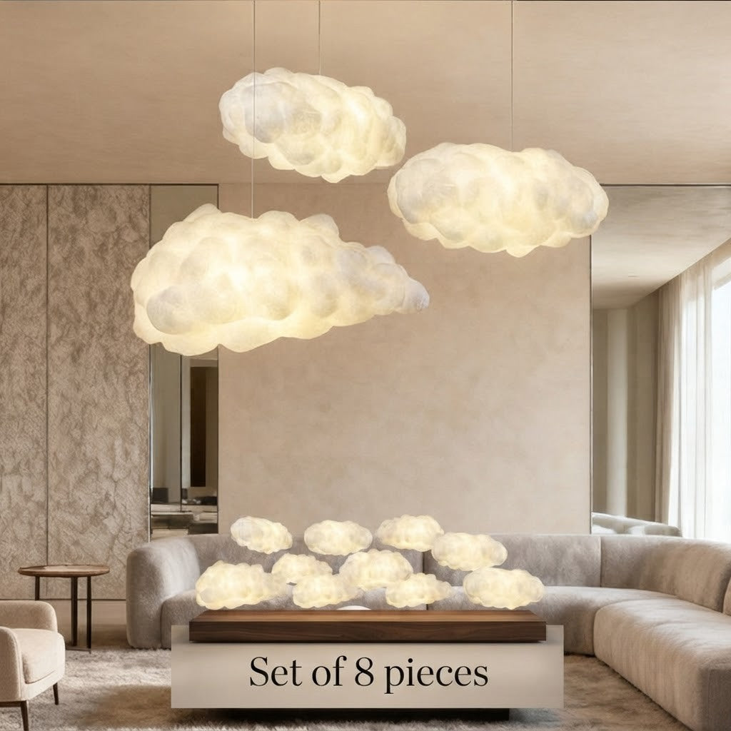 Cloud Pendant Light Modern 3D Design Fabric LED Ceiling Bedroom Living Room — Single to Sets of 8