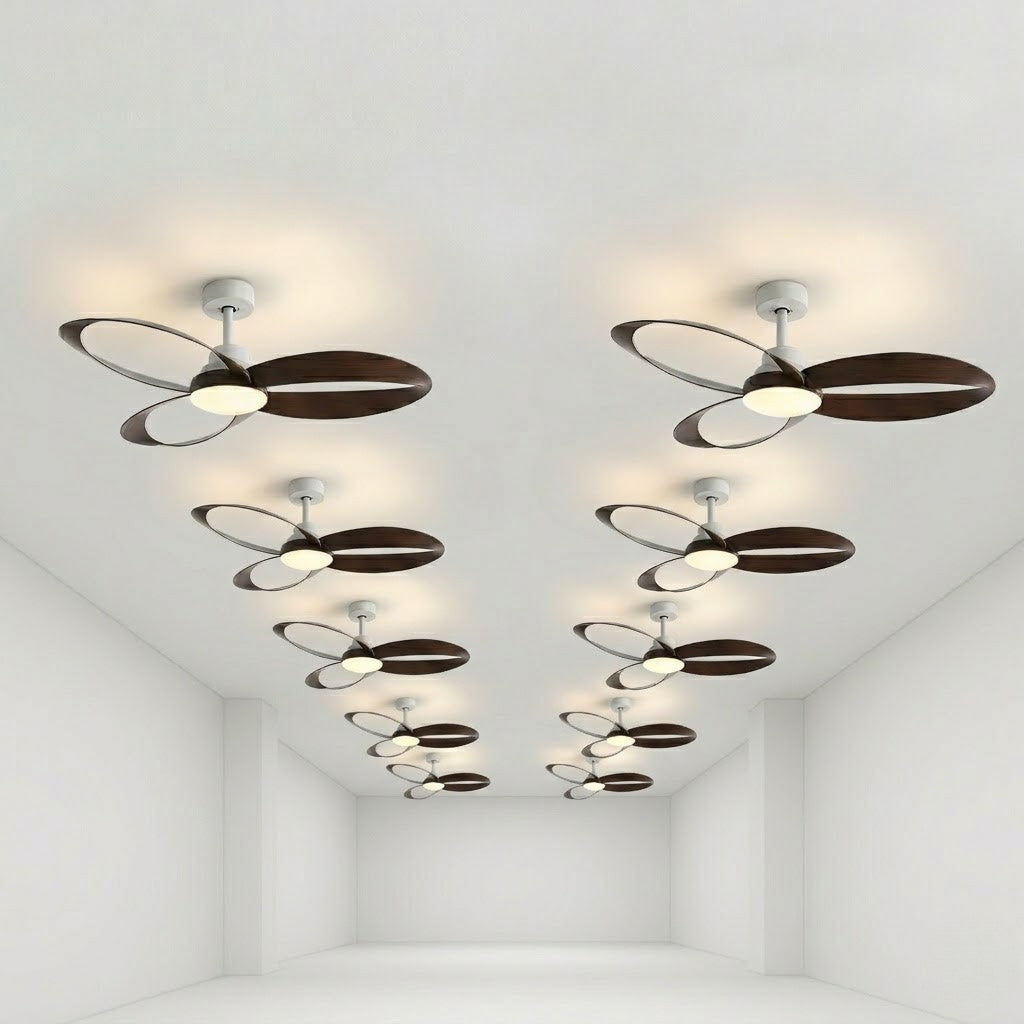 Modern Minimalist Geometric 6-Speed Ceiling Fan LED Light DC Motor Bedroom Living Room — 42 to 52 Inch