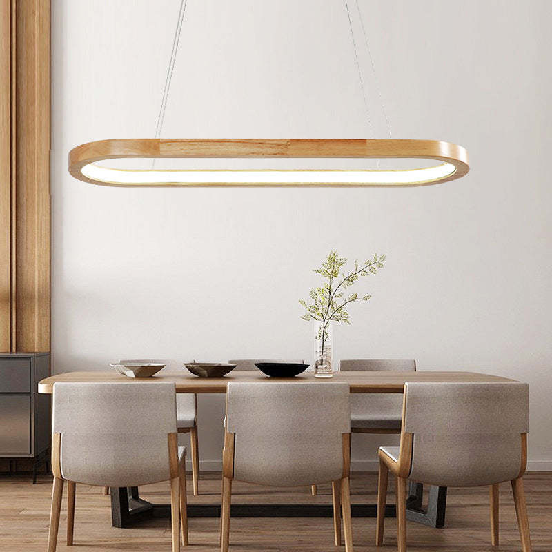 Veon Contemporary Oval Wooden Pendant Light