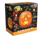 Animated talking and singing pumpkin with glowing eyes