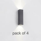 Outdoor Rectangular Up-Down LED Wall Light IP65 Waterproof Minimalist Hardwired — Black Singles & Sets