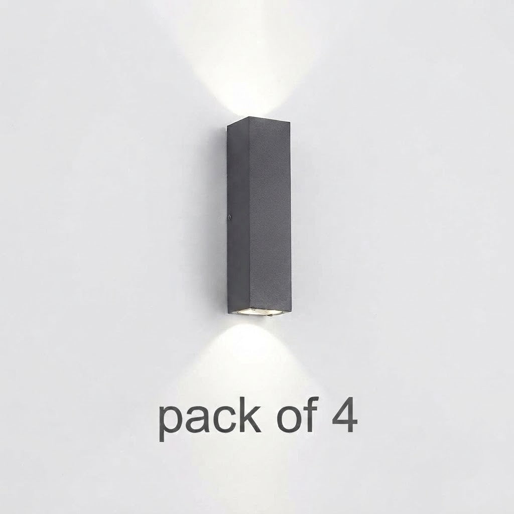 Outdoor Rectangular Up-Down LED Wall Light IP65 Waterproof Minimalist Hardwired — Black Singles & Sets