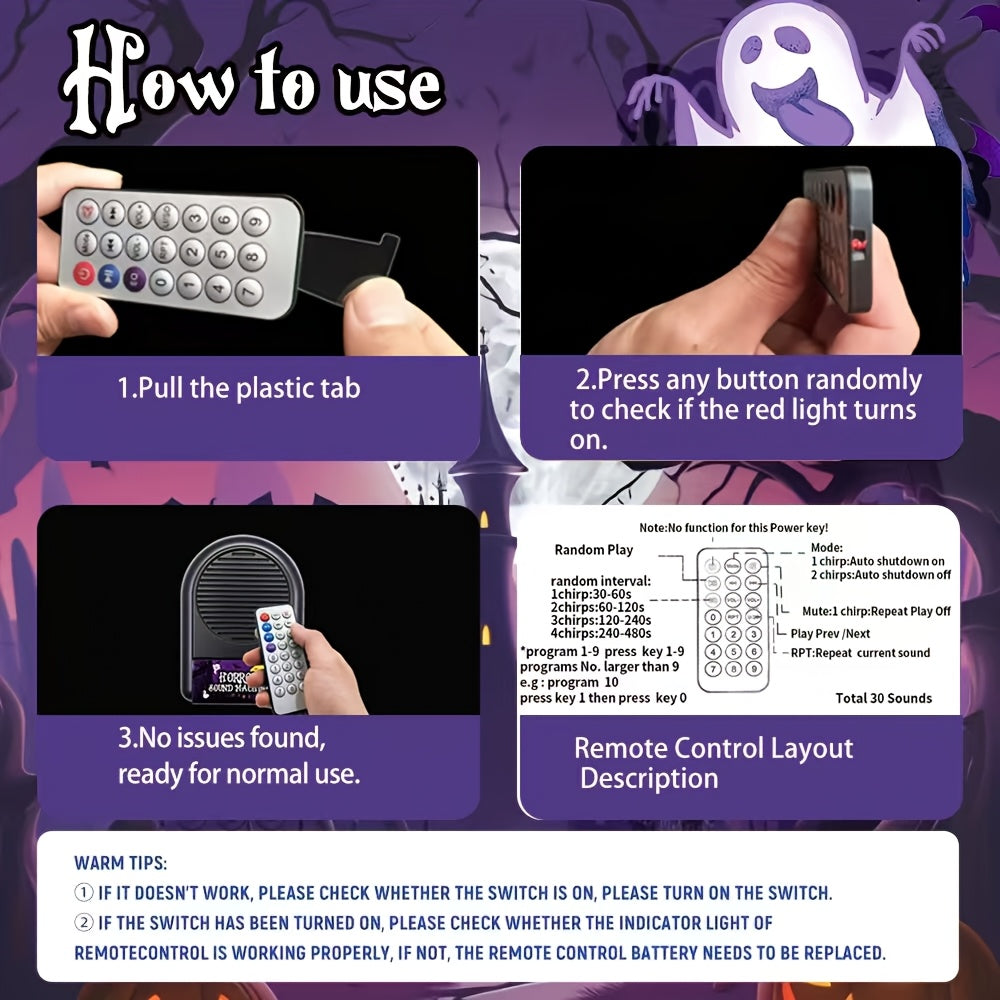Halloween Terror Sound Effect Generator, Remote Control, 30 Sounds