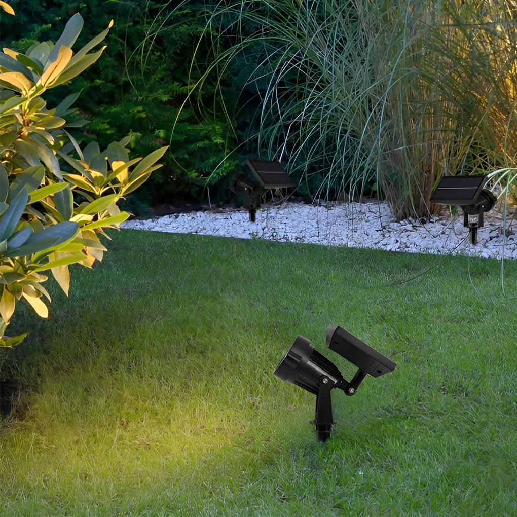 Waterproof RGB Solar Ground Spike Spotlight LED Tree Accent Outdoor — Warm White Singles to 8-Pack