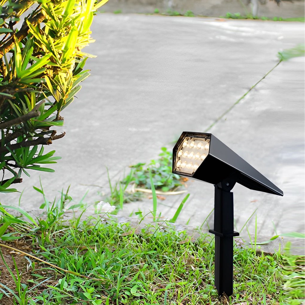 Solar Flood Spike Light Adjustable Angle Aluminum Glass Landscape Outdoor — Warm White Sets