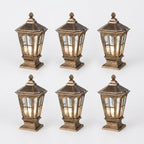Stone Pillar Light Fixture Retro Pavilion-Style LED Solar & Hardwired Outdoor — Black Bronze Sets