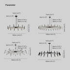 Arisha Modern Blown Linear Metal Multi-heads Chandelier