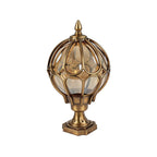 Outdoor Globe Pillar Light Retro Glass Copper Fence Post Hardwired — Black Bronze 7 to 15 Inch Sets