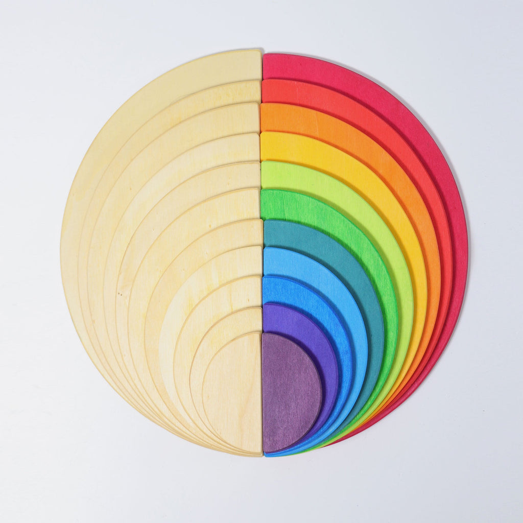 Rainbow Handcrafted Wooden Semicircles -  Building Set | Waldorf| Open-Ended Play