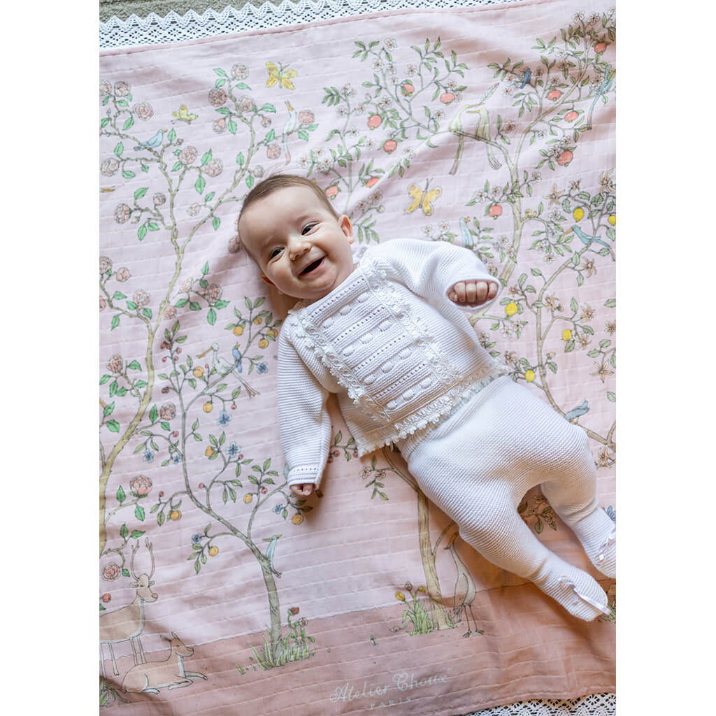 Organic Swaddle Blanket In Bloom Pink