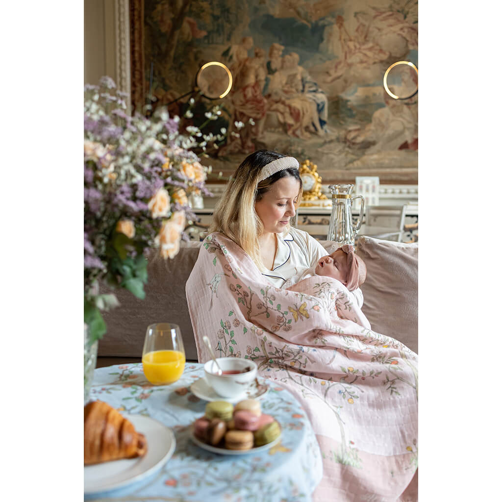Organic Swaddle Blanket In Bloom Pink