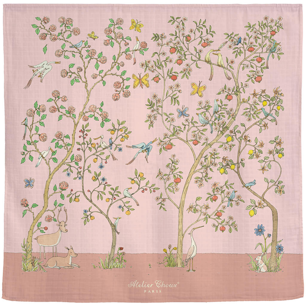 Organic Swaddle Blanket In Bloom Pink