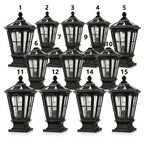 Stone Pillar Light Fixture Retro Pavilion-Style LED Solar & Hardwired Outdoor — Black Bronze Sets