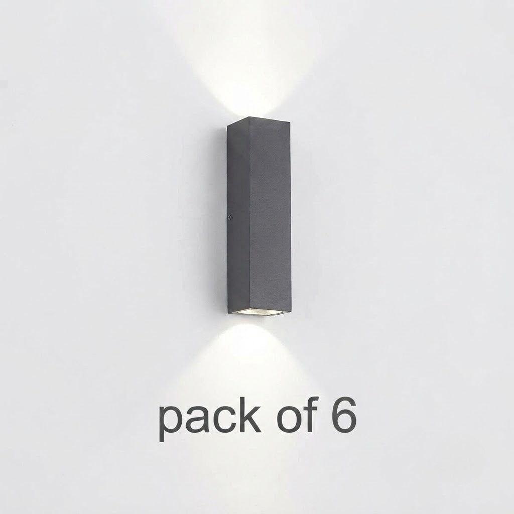 Outdoor Rectangular Up-Down LED Wall Light IP65 Waterproof Minimalist Hardwired — Black Singles & Sets