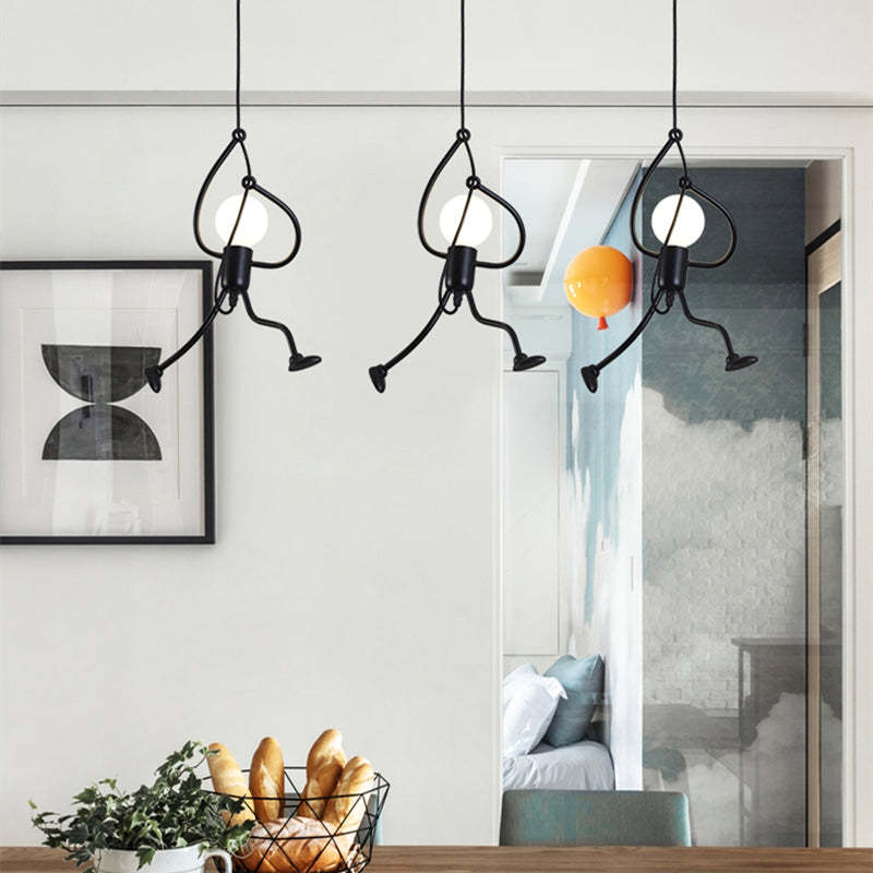 Miro Retro Modern Iron Man Pendant Light, Black