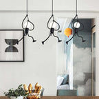 Miro Retro Modern Iron Man Pendant Light, Black