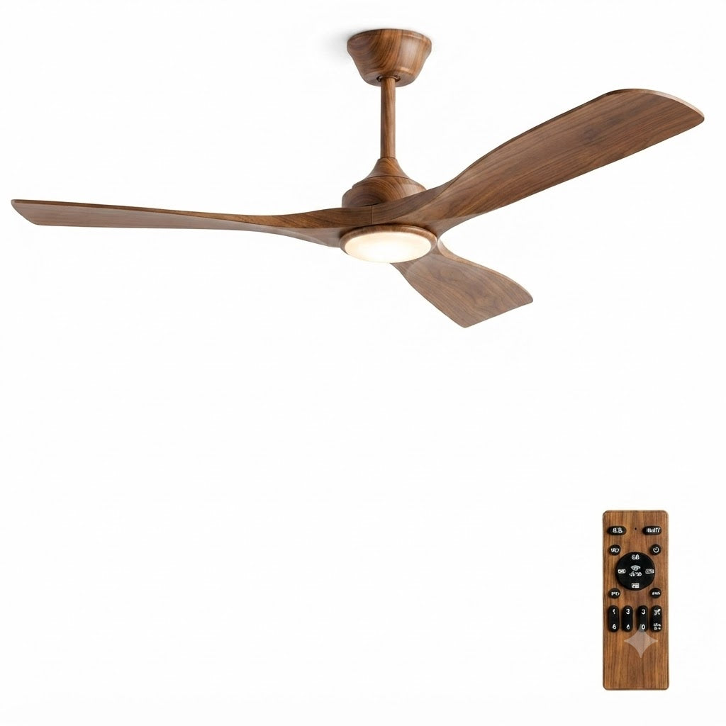 3-Blade Indoor Outdoor Ceiling Fan with LED Light Dimmable Remote IP44 Patio Gazebo — 42 to 52 Inch
