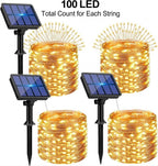 Solar Fairy Lights Copper Wire Warm White Outdoor Waterproof Tree Garden — 100 to 500 LED