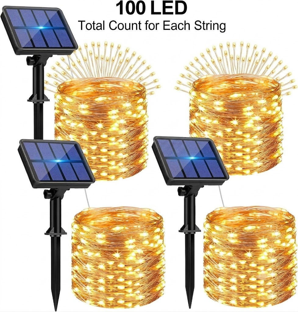Solar Fairy Lights Copper Wire Warm White Outdoor Waterproof Tree Garden — 100 to 500 LED