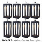 LED Bollard Garden Light Black Aluminum Square Landscape Pathway Hardwired — 31 Inch Sets
