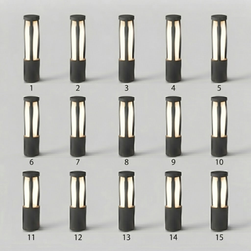 Residential Bollard Lights Modern Cylindrical LED Landscape Pathway Driveway — 31 to 47 Inch Sets